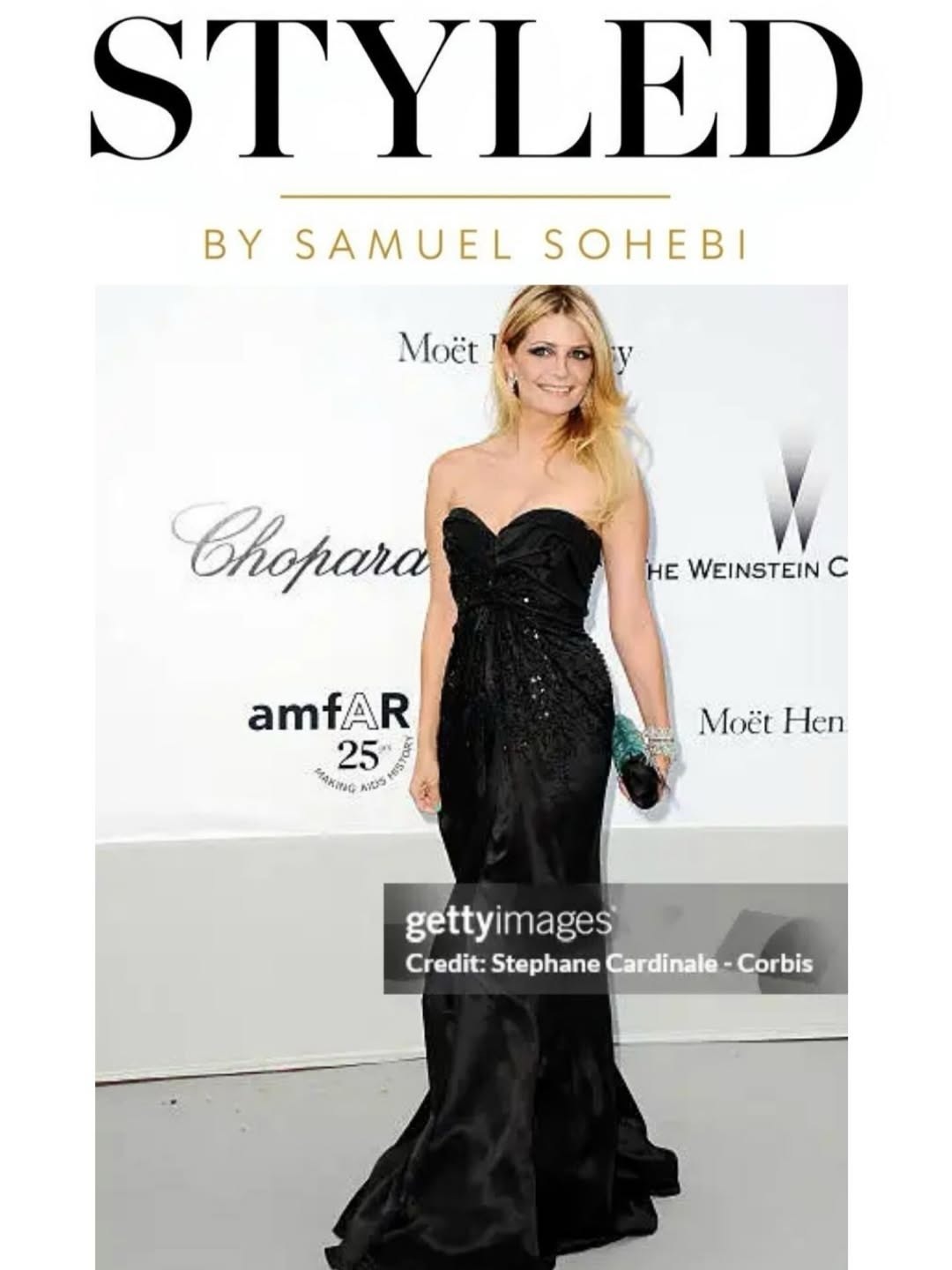 Mischa Barton in einem schwarzen Dior-Kleid. Styling von Samuel Sohebi.